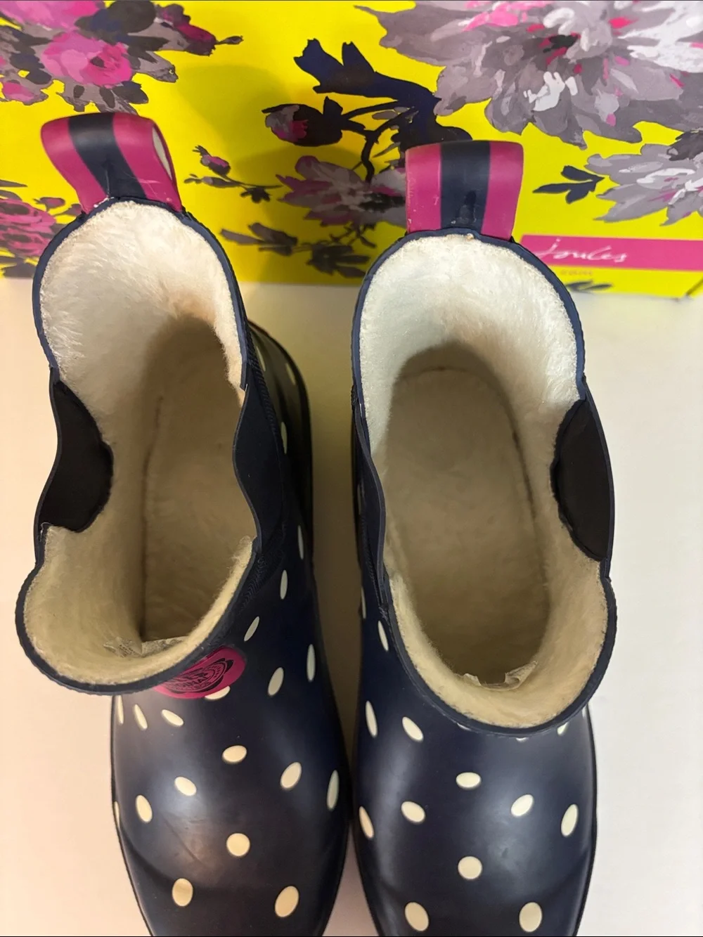 Joules Right as Rain  Polkadot  Wellibob Rain Boots Size 8